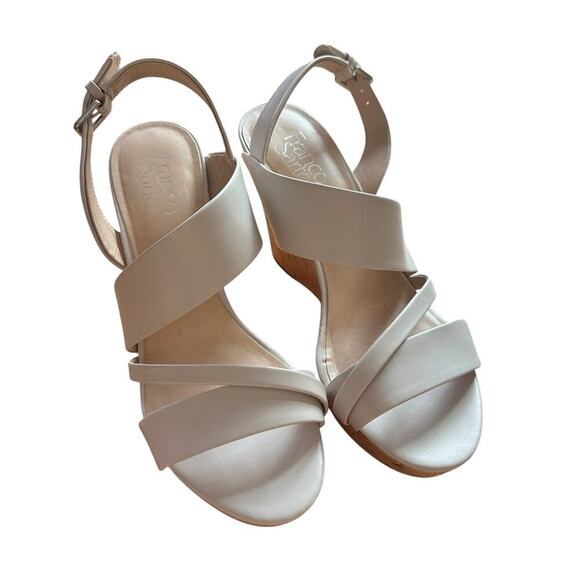 FRANK SARTO x Wedge seneca ivory cork bottom women’s 9.5 sling back heel - Picture 2 of 7